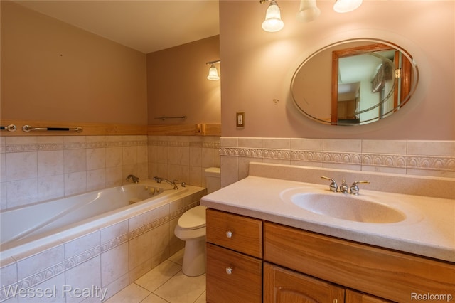 2465 Texter Rd, Leonard, MI 48367 - full bathroom featuring a garden tub, vanity, and tile patterned flooring
