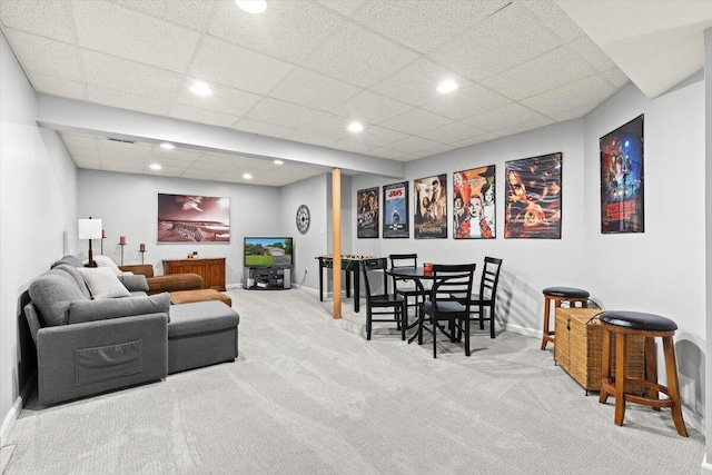 1683 Majon Dr, Highland, MI 48356 - living area featuring carpet, recessed lighting, and a drop ceiling
