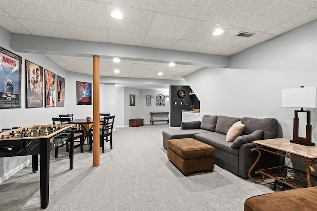 1683 Majon Dr, Highland, MI 48356 - living room with carpet, recessed lighting, and a drop ceiling