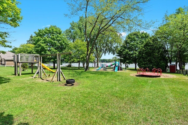 1683 Majon Dr, Highland, MI 48356 - view of green lawn featuring a playground