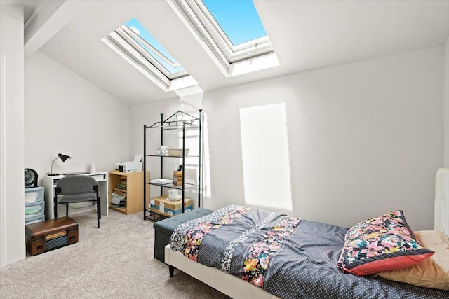 1683 Majon Dr, Highland, MI 48356 - carpeted bedroom featuring a skylight and vaulted ceiling