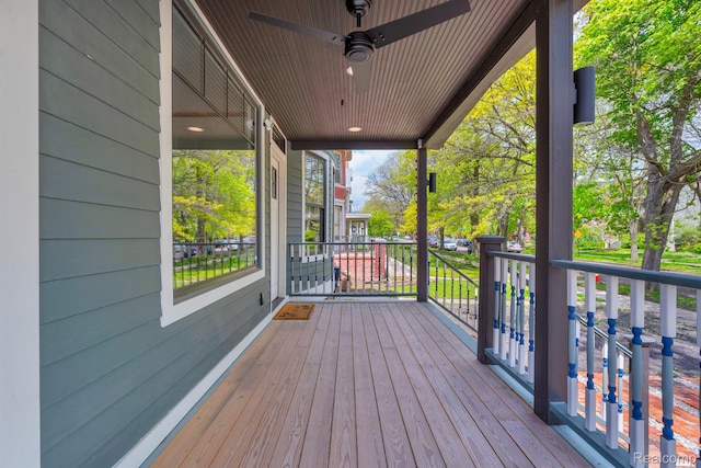 4301 Avery St, Detroit, MI 48208 - wooden porch featuring ceiling fan