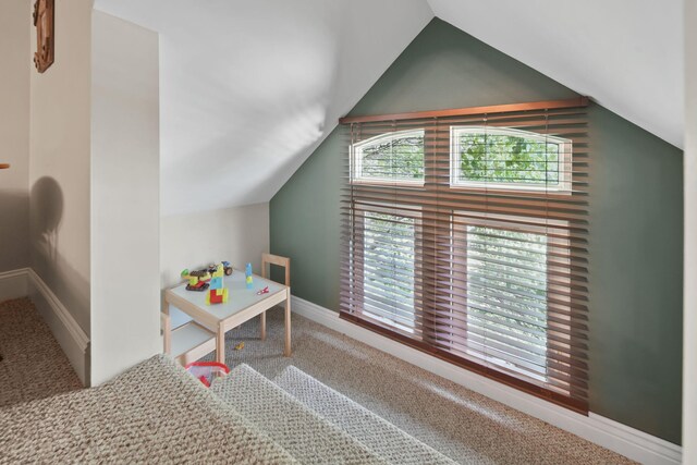 8321 Odowling Dr, Onsted, MI 49265 - playroom featuring carpet and lofted ceiling