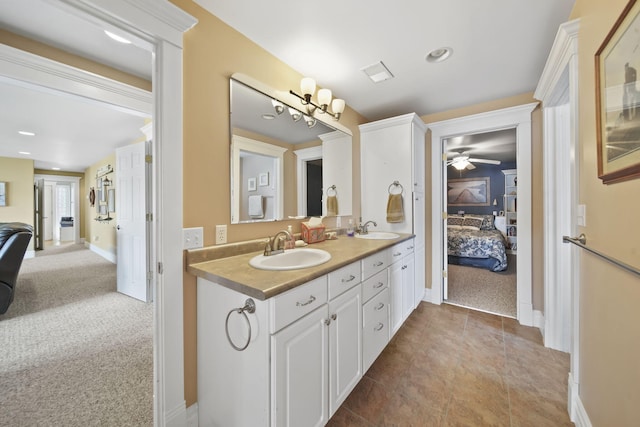 8321 Odowling Dr, Onsted, MI 49265 - full bath with connected bathroom, double vanity, a ceiling fan, and recessed lighting