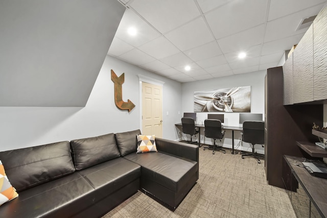 8321 Odowling Dr, Onsted, MI 49265 - living area featuring an office area, carpet floors, and recessed lighting