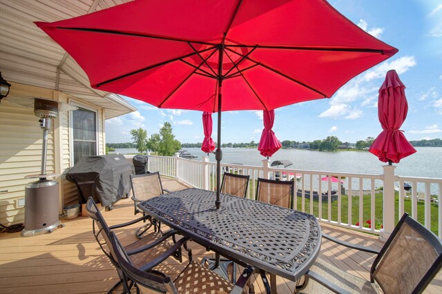 8321 Odowling Dr, Onsted, MI 49265 - deck with a water view, area for grilling, and outdoor dining space