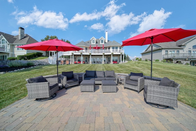 8321 Odowling Dr, Onsted, MI 49265 - view of patio / terrace with an outdoor hangout area and stairway