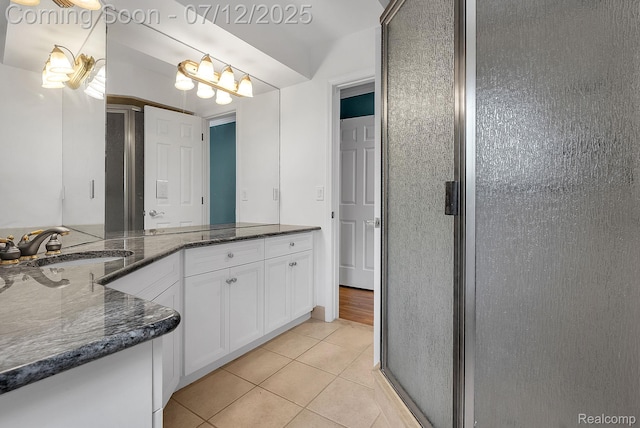 100 Billingsgate Ct, Bloomfield Hills, MI 48301 - bathroom with vanity, tile patterned floors, and a shower stall