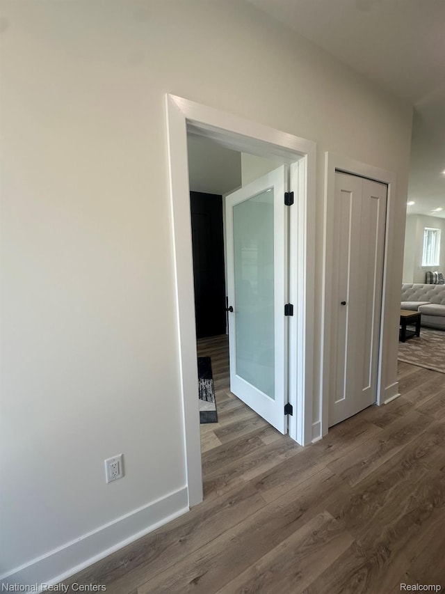 1666 Albany St, Ferndale, MI 48220 - hall featuring dark wood-style floors and baseboards