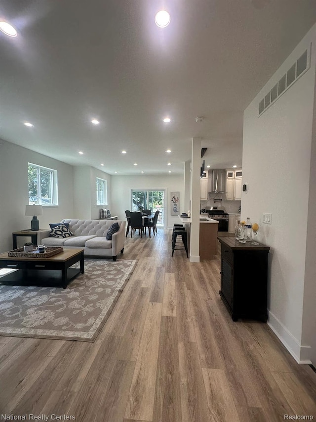 1666 Albany St, Ferndale, MI 48220 - living area with light wood-style flooring and recessed lighting