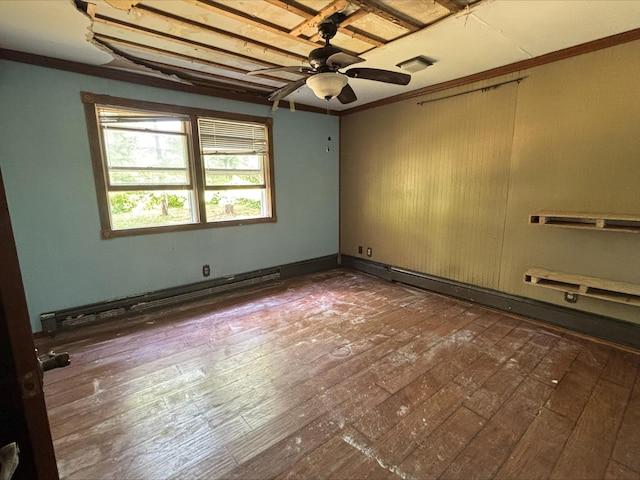 135 S Steer St, Addison, MI 49220 - empty room featuring dark wood finished floors and ceiling fan