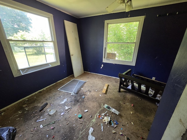 106 Orourke Ct, Brooklyn, MI 49230 - unfurnished room featuring a ceiling fan and crown molding