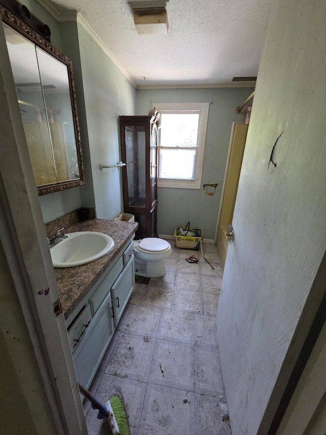 106 Orourke Ct, Brooklyn, MI 49230 - full bathroom with vanity, ornamental molding, and a textured ceiling