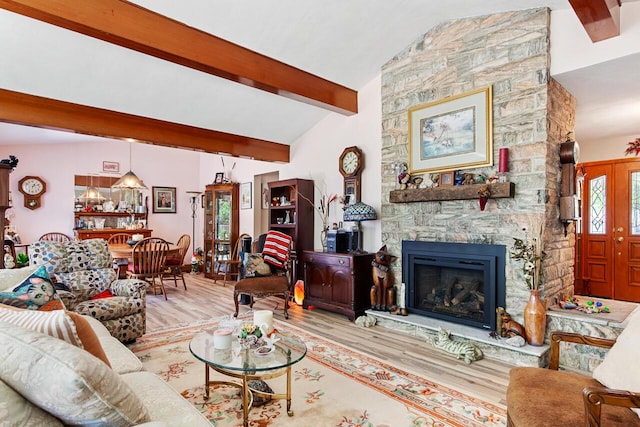 916 Hillcrest Dr, Adrian, MI 49221 - living room featuring wood finished floors and a fireplace