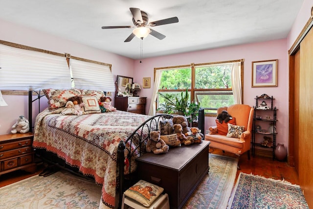 916 Hillcrest Dr, Adrian, MI 49221 - bedroom featuring wood finished floors, a closet, and ceiling fan