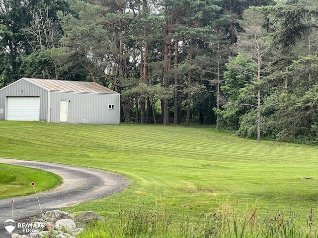 3078 Green Corners Rd, Lapeer, MI 48446 - view of green lawn featuring a detached garage and an outbuilding