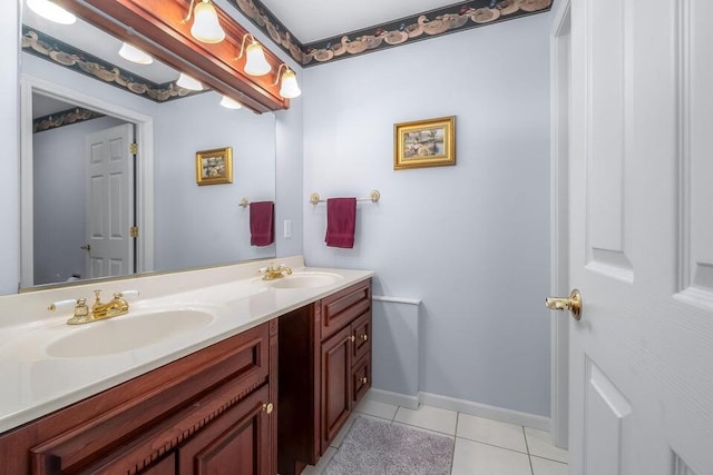 310 Sycamore St, Litchfield, MI 49252 - bathroom with tile patterned floors and double vanity