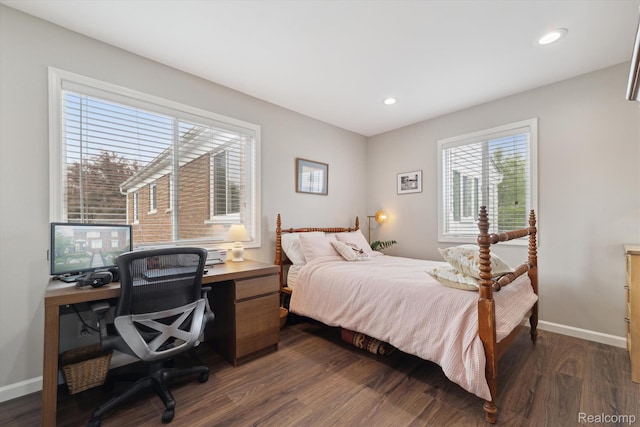 455 Baldwin Ave Unit 203, Rochester, MI 48307 - bedroom with dark wood-style flooring, recessed lighting, and a desk