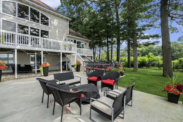 15518 Oak Ridge Dr, Spring Lake, MI 49456 - view of patio featuring stairway and a wooden deck