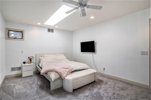 15518 Oak Ridge Dr, Spring Lake, MI 49456 - carpeted bedroom featuring a skylight, recessed lighting, and a ceiling fan