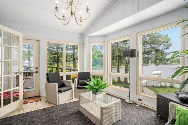 15518 Oak Ridge Dr, Spring Lake, MI 49456 - sunroom / solarium with plenty of natural light and a chandelier
