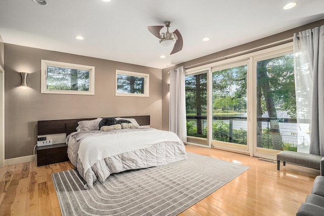 15518 Oak Ridge Dr, Spring Lake, MI 49456 - bedroom featuring light wood-type flooring, ceiling fan, and recessed lighting