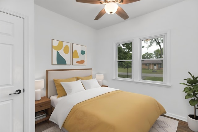 21560 Poinciana St, Southfield, MI 48033 - bedroom featuring wood finished floors and ceiling fan