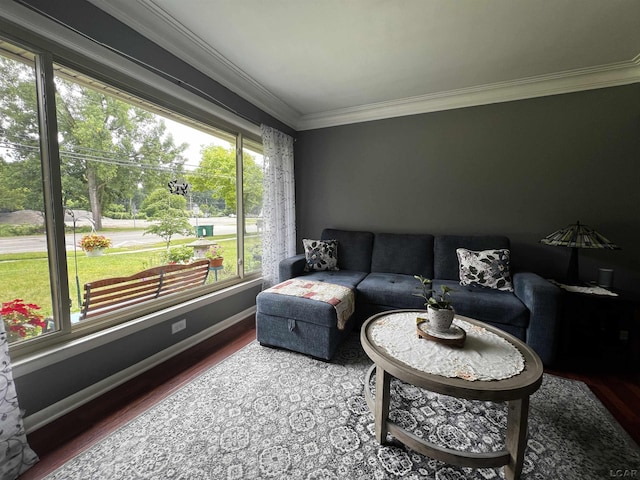 231 Willis Rd, Saline, MI 48176 - living area featuring crown molding and wood finished floors