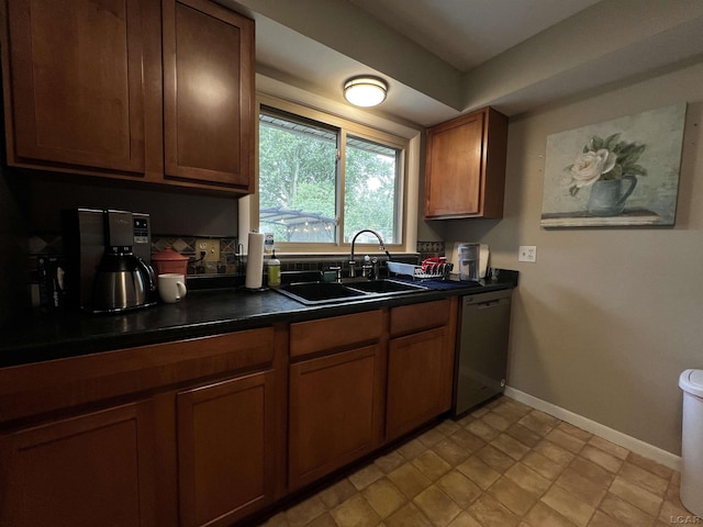 231 Willis Rd, Saline, MI 48176 - kitchen featuring dishwasher, dark countertops, and brown cabinets