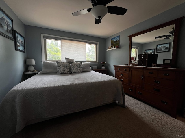 231 Willis Rd, Saline, MI 48176 - bedroom featuring multiple windows, dark carpet, and ceiling fan