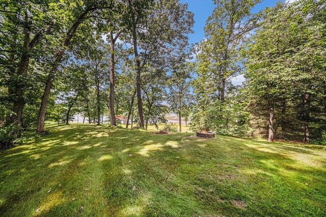 14300 Ridgemont St, Gregory, MI 48137 - view of grassy yard with a fire pit