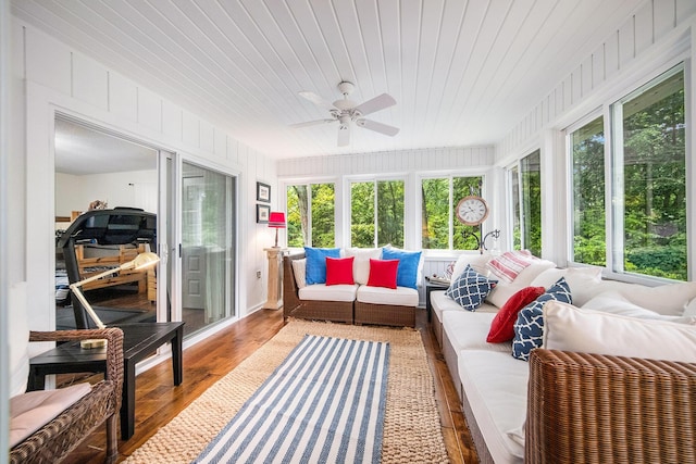 14300 Ridgemont St, Gregory, MI 48137 - sunroom / solarium with an outdoor hangout area and a ceiling fan