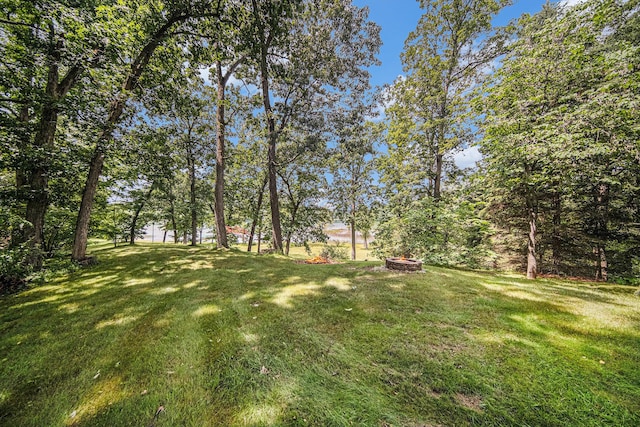 14300 Ridgemont St, Gregory, MI 48137 - view of green lawn featuring an outdoor fire pit