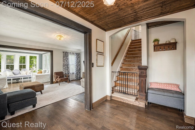 2577 John R Rd, Rochester Hills, MI 48307 - stairs featuring wood finished floors and wooden ceiling