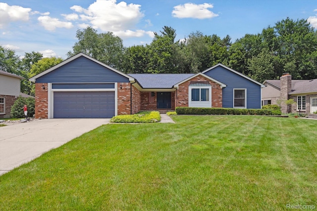 1726 Black Maple Dr, Rochester Hills, MI 48309 - ranch-style home featuring brick siding, driveway, a front lawn, and a garage