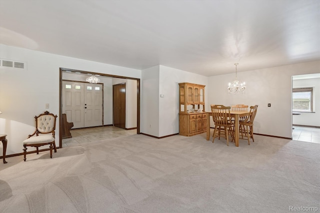 1726 Black Maple Dr, Rochester Hills, MI 48309 - dining room with a chandelier and light carpet