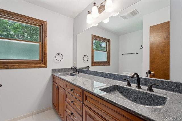 1726 Black Maple Dr, Rochester Hills, MI 48309 - full bath featuring double vanity, plenty of natural light, and tile patterned floors