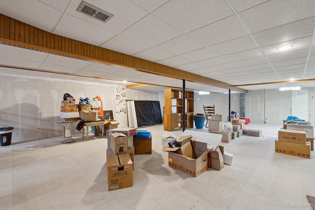 1726 Black Maple Dr, Rochester Hills, MI 48309 - finished basement with a drop ceiling and tile patterned floors