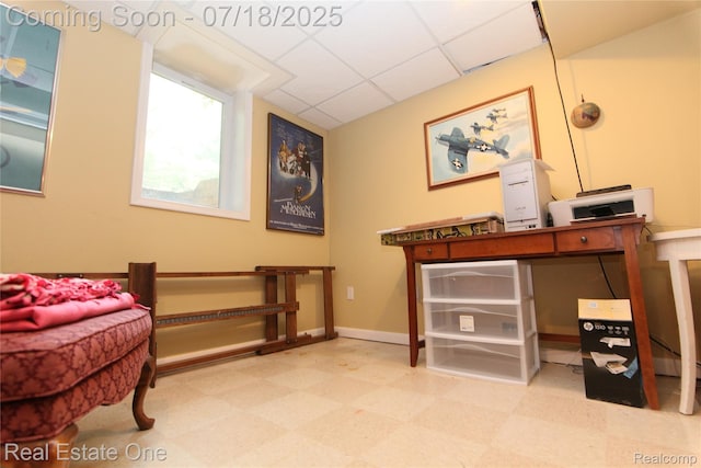 483 Rochdale Dr S, Rochester Hills, MI 48309 - sitting room featuring tile patterned floors and a paneled ceiling