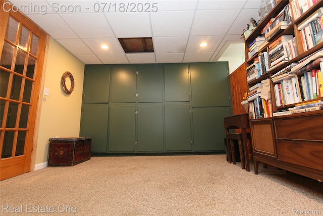 483 Rochdale Dr S, Rochester Hills, MI 48309 - home office with a paneled ceiling, light colored carpet, and recessed lighting