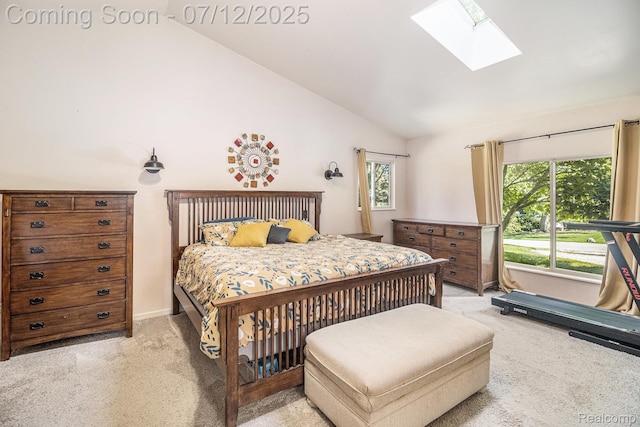 4420 Pinedale Ave, Clarkston, MI 48346 - bedroom featuring light colored carpet, a skylight, and lofted ceiling
