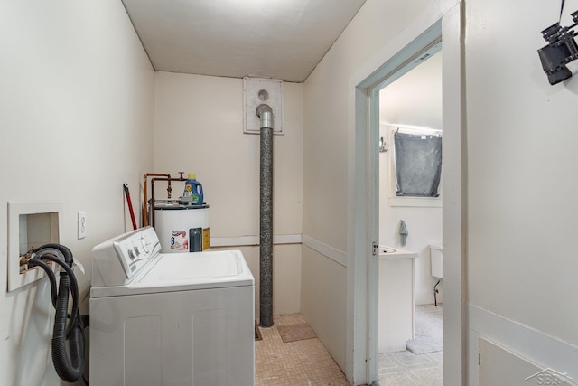 120 S Miami St, Saint Charles, MI 48655 - laundry room featuring washer and dryer and water heater