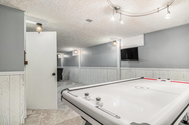 1836 Ridgewood Ave SE, Grand Rapids, MI 49506 - playroom featuring a wainscoted wall, a textured ceiling, and carpet