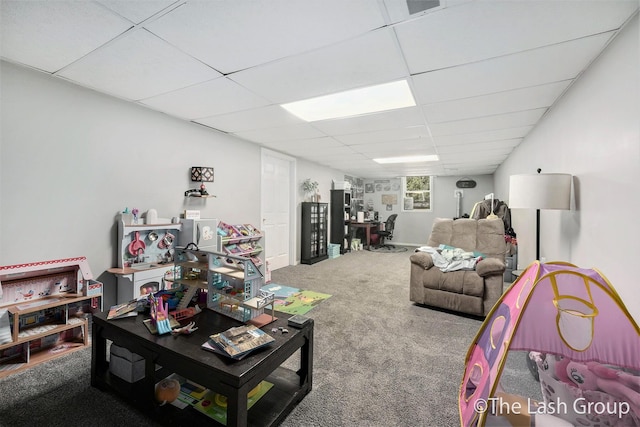 2851 18 Mile Rd, Kent City, MI 49330 - carpeted living room with a paneled ceiling