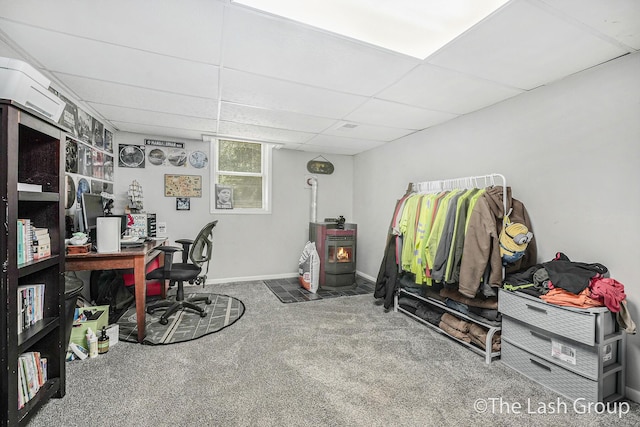 2851 18 Mile Rd, Kent City, MI 49330 - office featuring carpet floors and a paneled ceiling