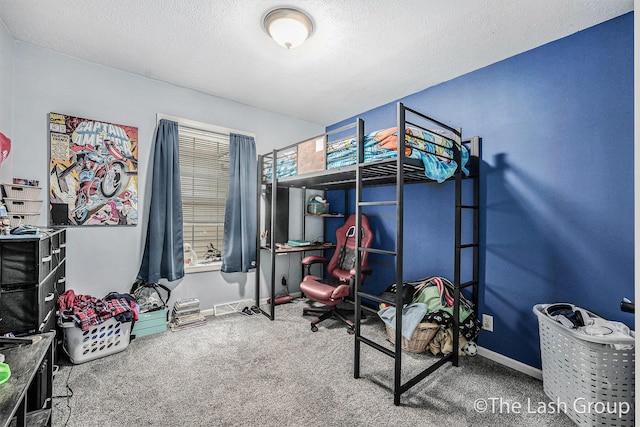 2851 18 Mile Rd, Kent City, MI 49330 - carpeted bedroom with an office area and a textured ceiling