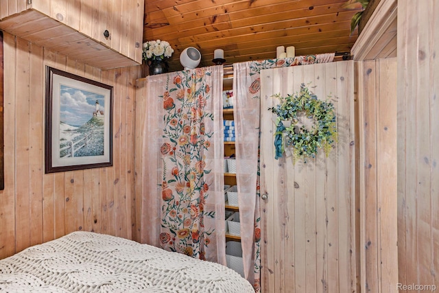 636 Swains Lake Dr, Concord, MI 49237 - bedroom with wood walls and wood ceiling
