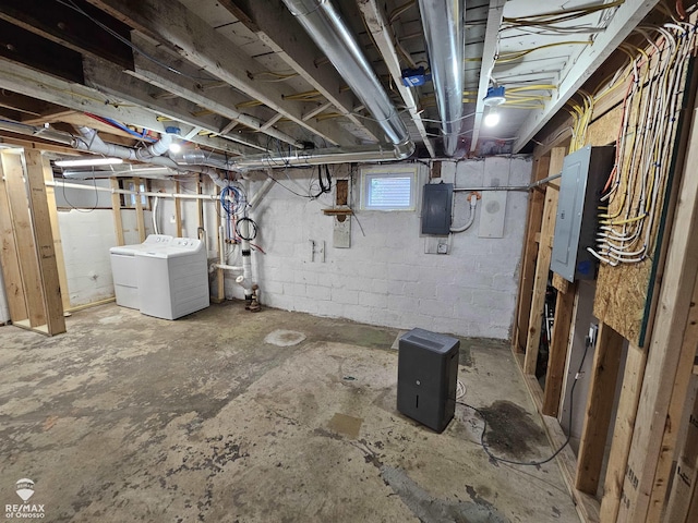 624 E Comstock St, Owosso, MI 48867 - below grade area with washing machine and dryer and electric panel