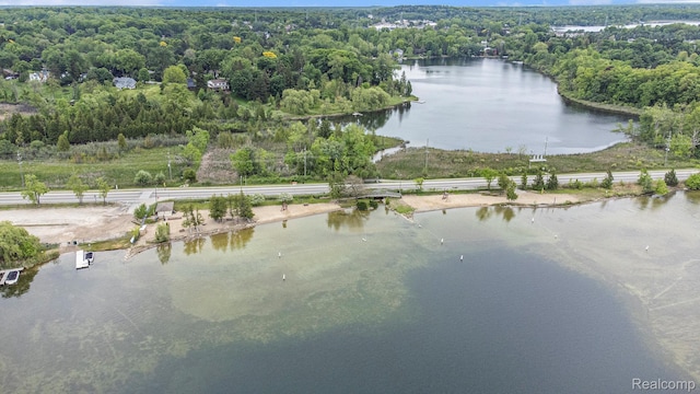 6512 White Lake Rd, Clarkston, MI 48346 - aerial view of property and surrounding area featuring a nearby body of water and a heavily wooded area