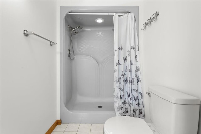 7350 N Territorial Rd, Dexter, MI 48130 - full bath with a shower with curtain and tile patterned flooring